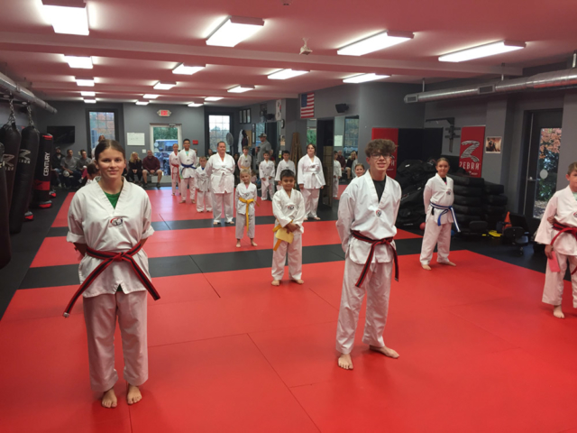 Iron Fist Taekwondo Class lined up